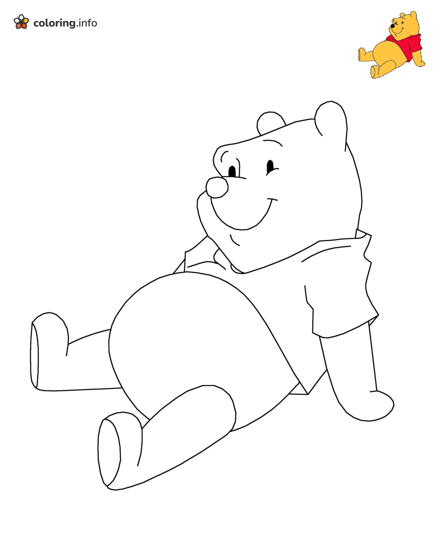 Laid-Back Winnie the Pooh Disney Coloring Sheet Laid-Back Winnie the Pooh Disney Coloring Sheet