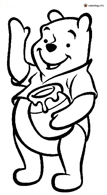 Waving Winnie the Pooh and His Dripping Honey Pot coloring page Waving Winnie the Pooh and His Dripping Honey Pot coloring page