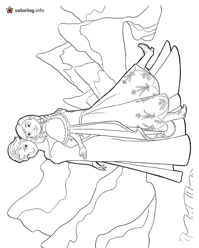 A Warm Hug in the Mountains, Elsa (Frozen) Coloring Sheet A Warm Hug in the Mountains, Elsa (Frozen) Coloring Sheet