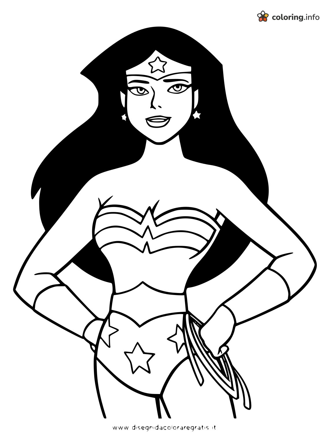 Smiling Cartoon Wonder Woman With Hands on Hips coloring page Smiling Cartoon Wonder Woman With Hands on Hips coloring page