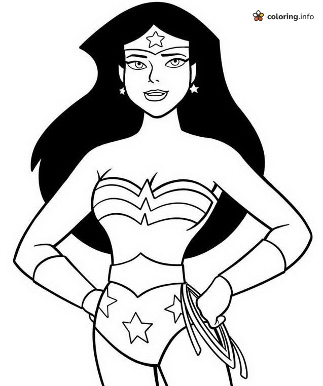 Smiling Wonder Woman With Hands on Hips coloring page Smiling Wonder Woman With Hands on Hips coloring page