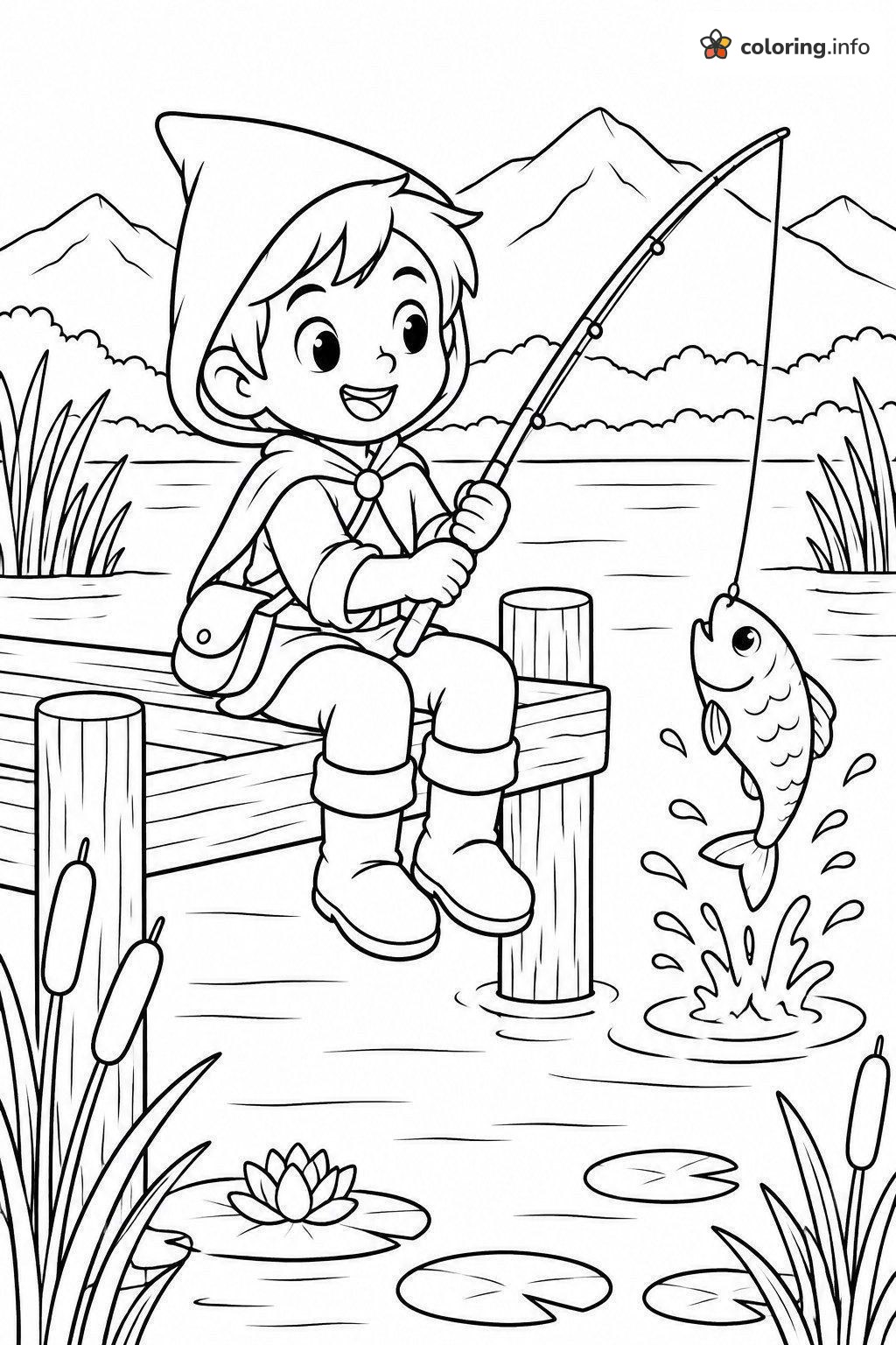 Fishing Day at the Lake: A The Legend of Zelda Elf Page coloring page Fishing Day at the Lake: A The Legend of Zelda Elf Page coloring page