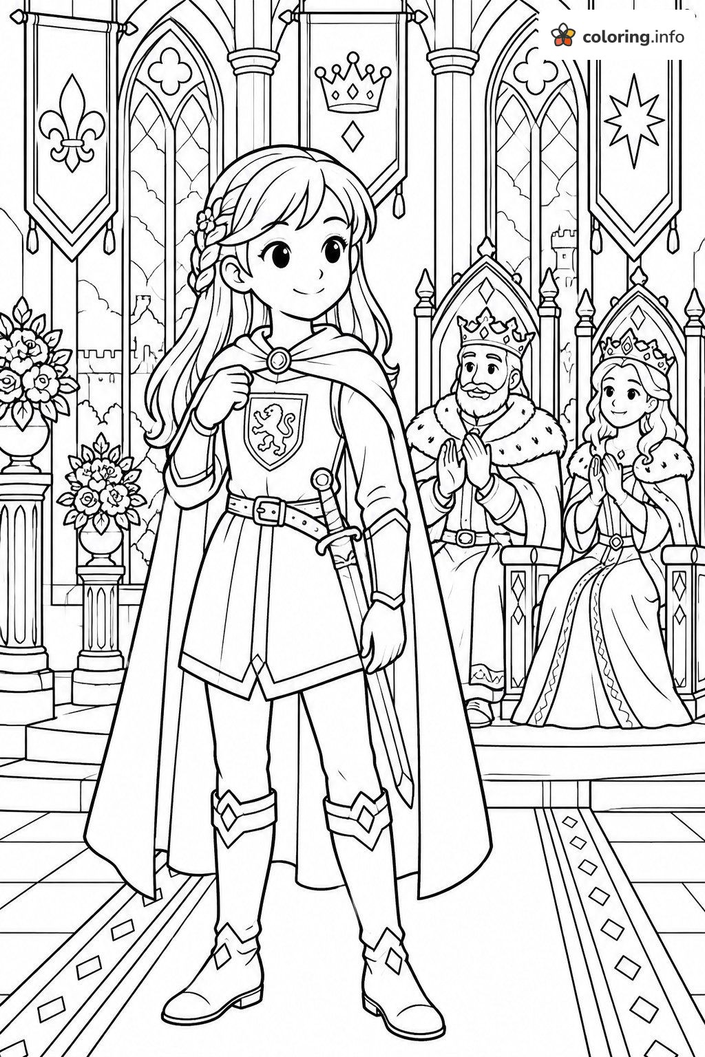 Before the King and Queen: Nella the Princess Knight coloring page Before the King and Queen: Nella the Princess Knight coloring page