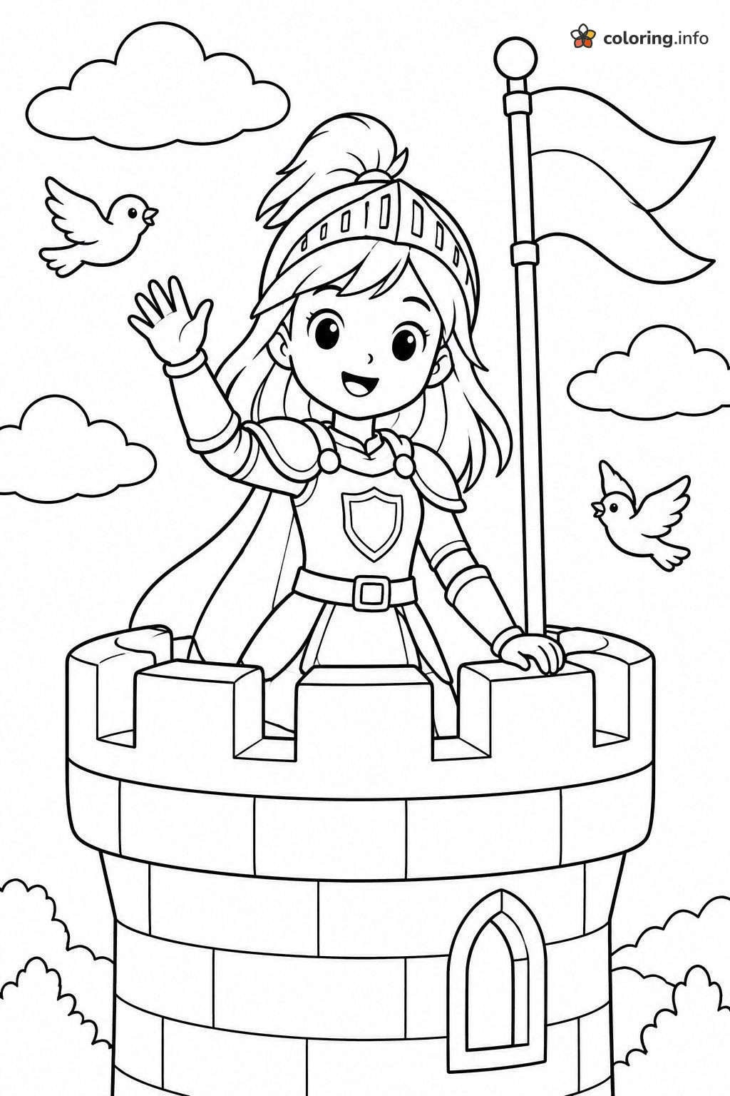 Castle Tower Greeting from Nella the Princess Knight coloring page Castle Tower Greeting from Nella the Princess Knight coloring page
