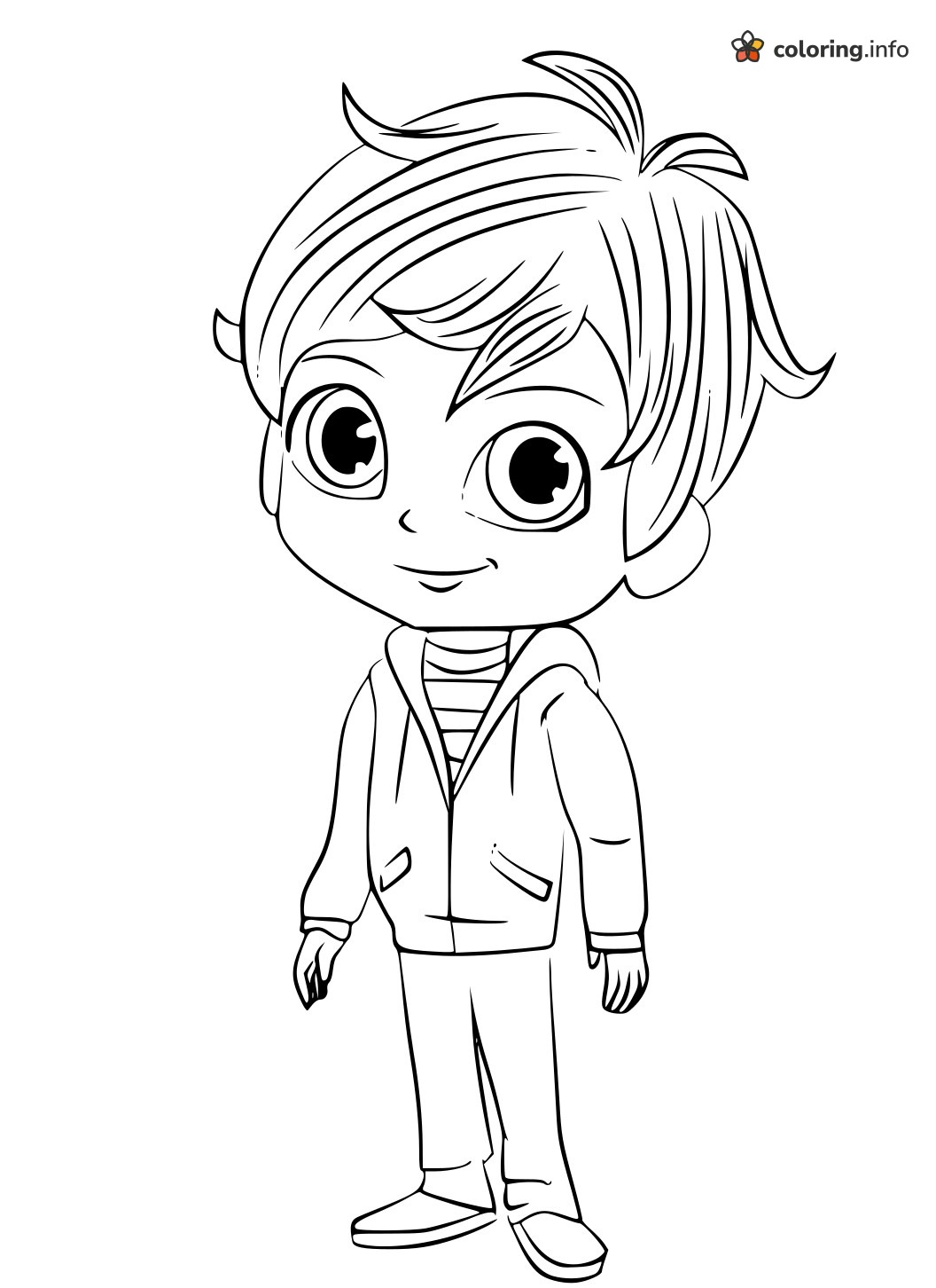 Zac From Shimmer and Shine in a Hoodie and Sneakers coloring page Zac From Shimmer and Shine in a Hoodie and Sneakers coloring page