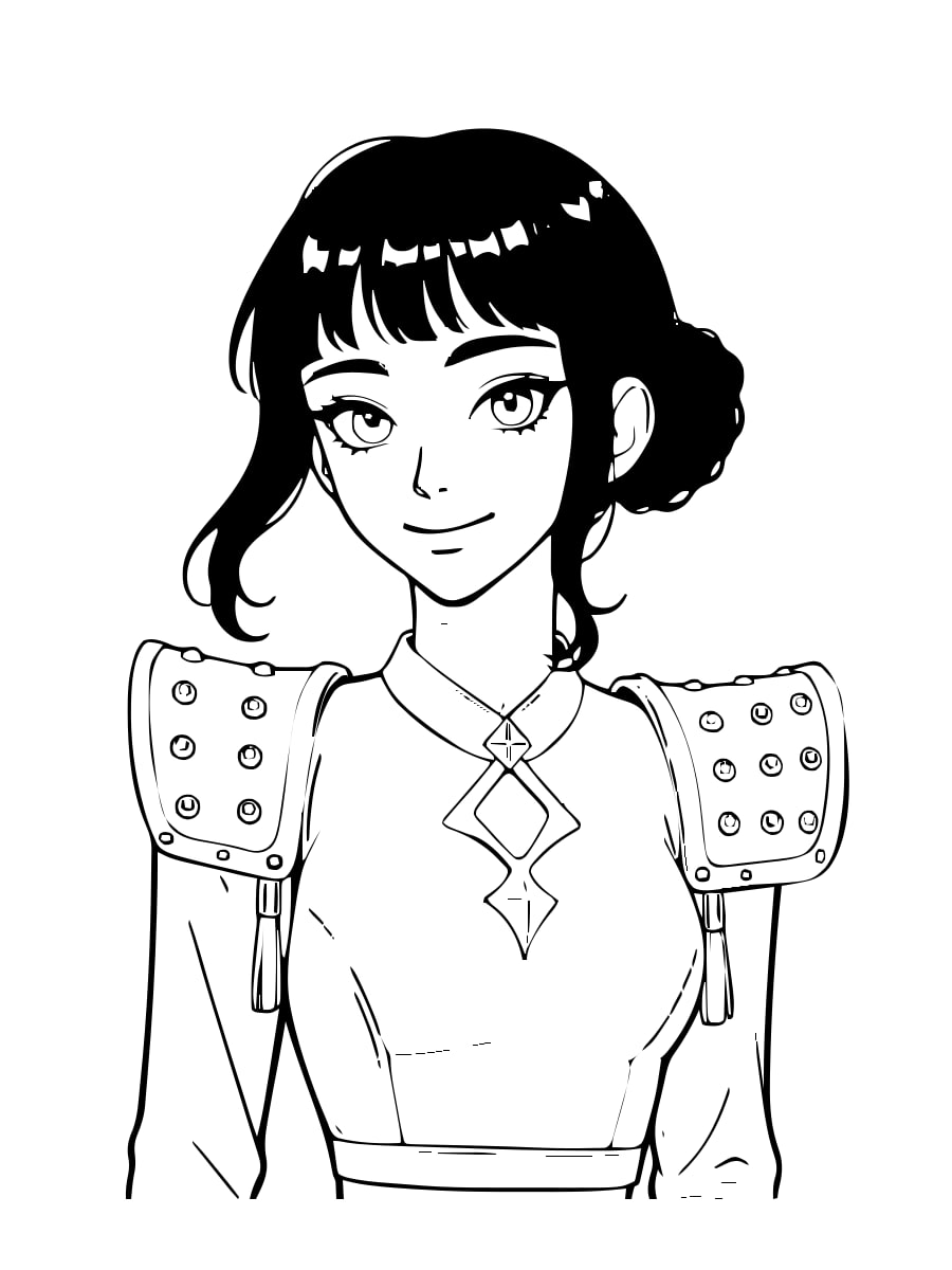 Zoey — Shoulder Pads and Diamond Pendant coloring page Zoey — Shoulder Pads and Diamond Pendant coloring page