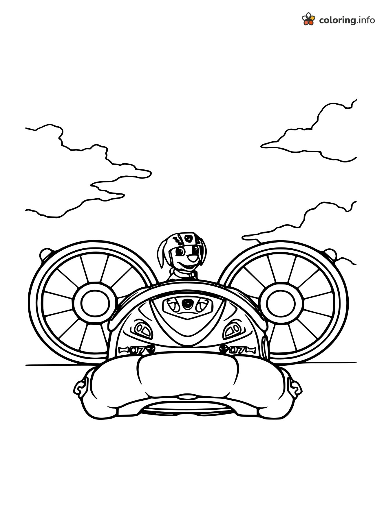 Zuma Popping Up Behind His Hovercraft, a PAW Patrol Page coloring page Zuma Popping Up Behind His Hovercraft, a PAW Patrol Page coloring page