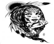 Printable adult native indian american woman coloring pages