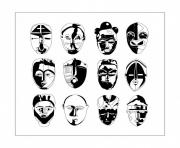 Printable adult africa 9 masks coloring pages