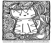 Printable adult difficult cute cat coloring pages