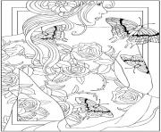 Printable adult back tattooed woman coloring pages