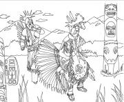 Printable adult native americans indians danse totem by marion c coloring pages
