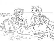 elsa and anna help olaf to recover
