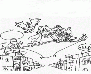 aladdin and jasmine flying on the city disney coloring pagesc099