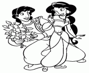 aladdin gives jasmine flowers disney coloring pages14a4