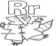 Printable raincoat raccoon free alphabet sec32 coloring pages