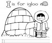 letter i for igloo alphabet color pages8916