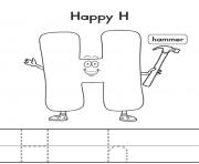 happy h and hat alphabet 7145