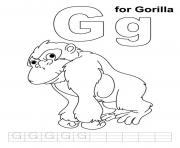 coloring pages alphabet g for gorilla7480