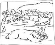 sleeping dogs on sofa animal coloring pagesb46c