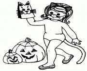 pumpkin and costume girl halloween scf8c