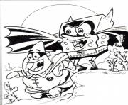 spongebob and patrick as heroes coloring page7004