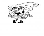 spongebob with christmas hat coloring pagecf26