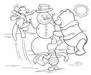 winnie and friends making a snowman free winter s0442