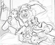 belle and beast sketch disney princess 095d