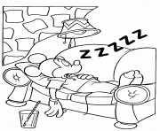 Printable mickey falls asleep on the couch disney 4788 coloring pages