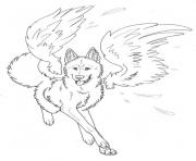 Printable winged wolf angel coloring pages