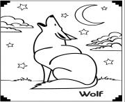 Printable wolf and moon coloring pages