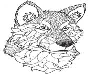 Printable high quality wolf mandala adult coloring pages