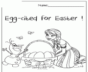 anna olaf egg cited for easter frozen colouring page