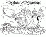 frozen characters happy birthday wish colouring page