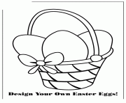easter basket with 3 blank eggs colouring page