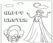 elsa and easter basket colouring page