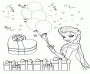 elsa holding balloons colouring page
