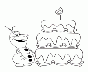 hungry olaf three layer cake colouring page