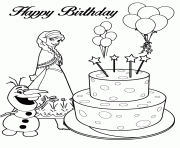 olaf anna and birthday cake colouring page coloring pages