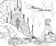 elsa birthday party at ice castle colouring page