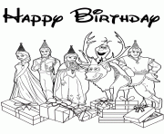 disneys frozen cast happy birthday wishes colouring page