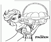 queen elsa holding easter basket colouring page