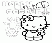 Printable hello kitty bunny on egg easter coloring pages