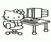 hello kitty in front of computer