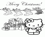 hello kitty with gifts and christmas stockings