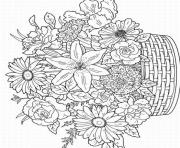 Printable flowers adults difficults coloring pages