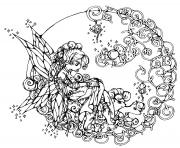Printable difficult flower fairie coloring pages