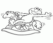 elmo riding rocking horse coloring page