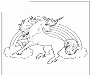 unicorn horse with rainbow for girls coloring page